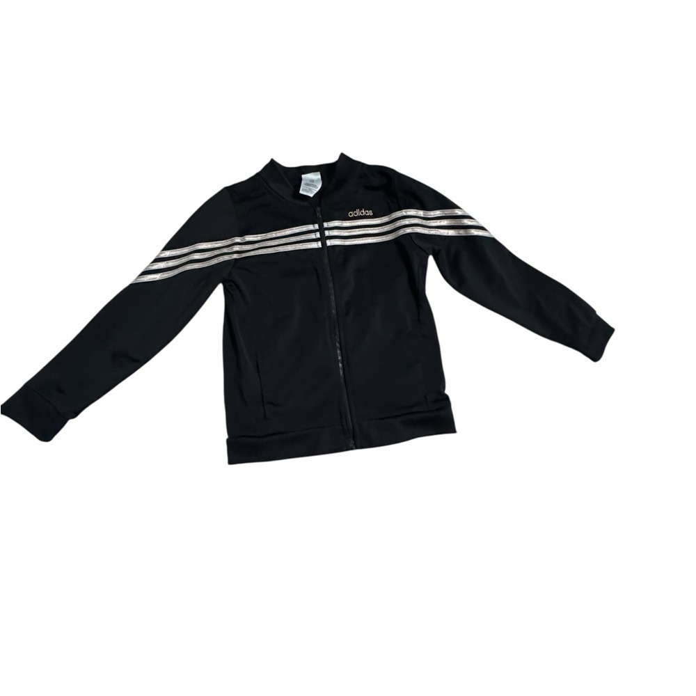 Adidas Black Jacket with Silver Stripes